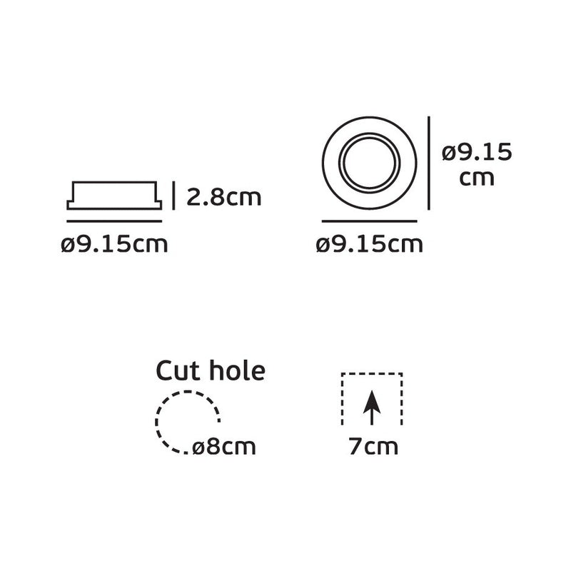 VK/03015G/W Насочваем кръгъл спот GU10/PAR16, Max12W (LED), IP20, ø9.15x2.8cm, бял - VK LED Cree