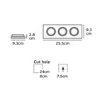 VK/03014G/3/B Квадратен насочваем спот, 3xGU10/PAR16, Max 3x12W (LED), IP20, 25.5x9.3x2.8cm, черен - VK LED Cree