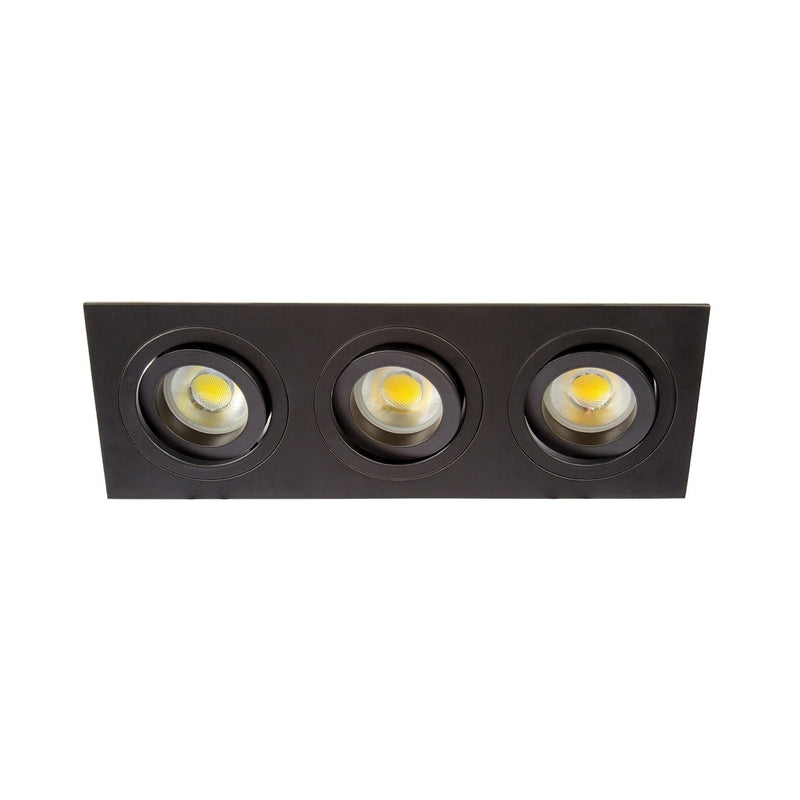 VK/03014G/3/B Квадратен насочваем спот, 3xGU10/PAR16, Max 3x12W (LED), IP20, 25.5x9.3x2.8cm, черен - VK LED Cree