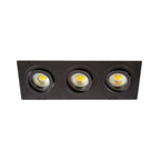 VK/03014G/3/B Квадратен насочваем спот, 3xGU10/PAR16, Max 3x12W (LED), IP20, 25.5x9.3x2.8cm, черен - VK LED Cree