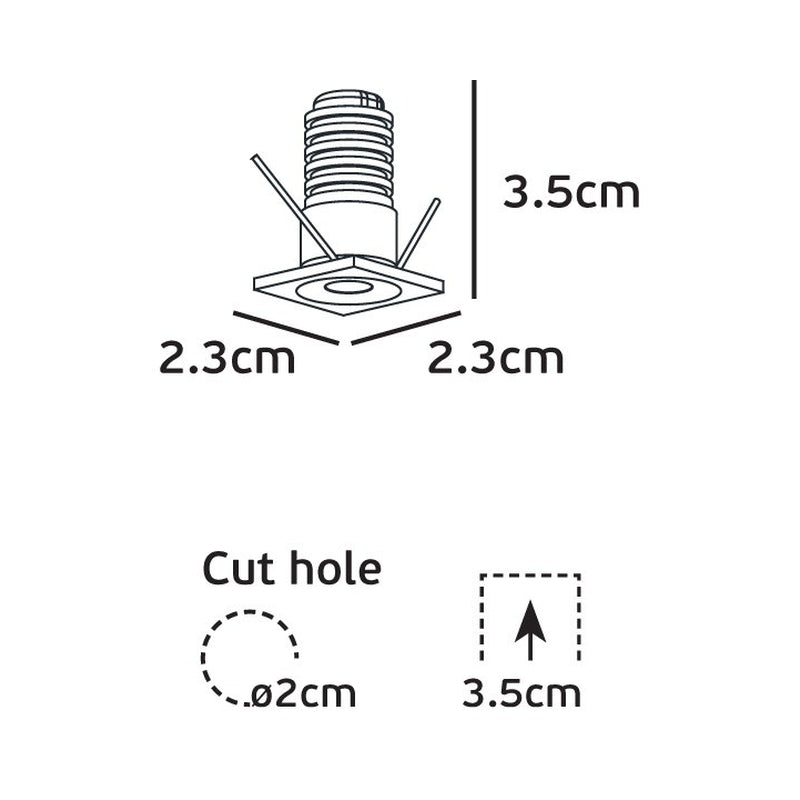 VK/04437/W/W Вграден LED спот за таван, 1W, 3000K, 65lm, 24°, CRI>90, IP20, 2.3x2.3cm, бял - VK LED Smol
