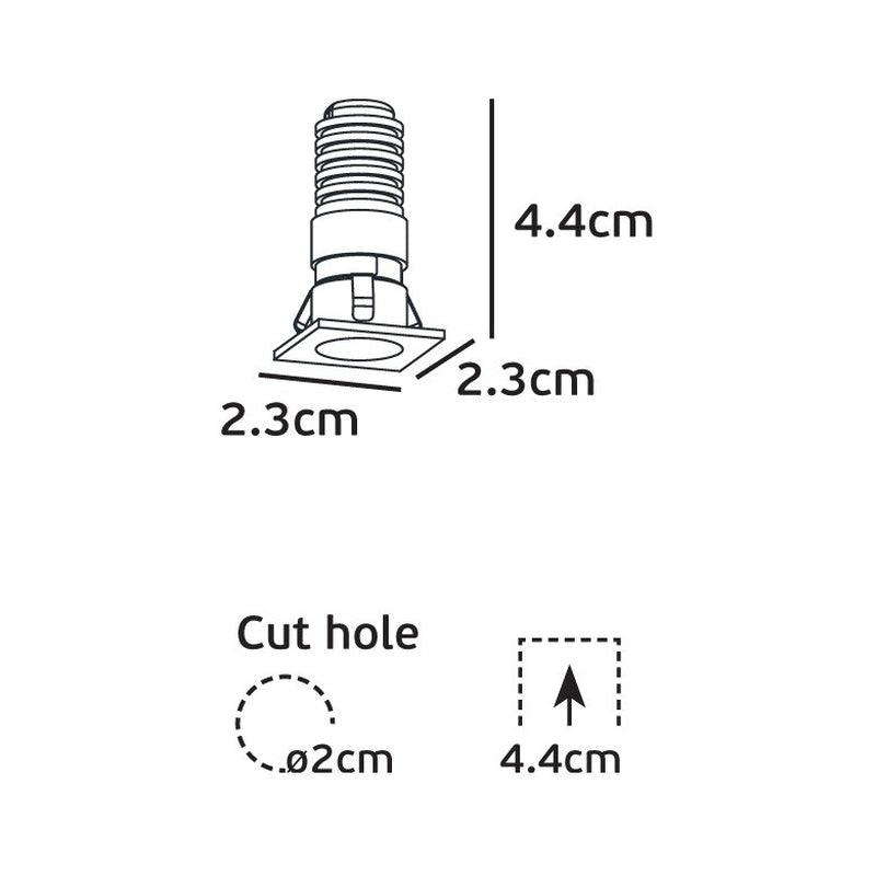 VK/04439/W/W  Вграден LED спот за таван, 1W, 3000K, 65lm, 24°, CRI>90, IP20, 2.3x2.3cm, бял - VK LED Smol