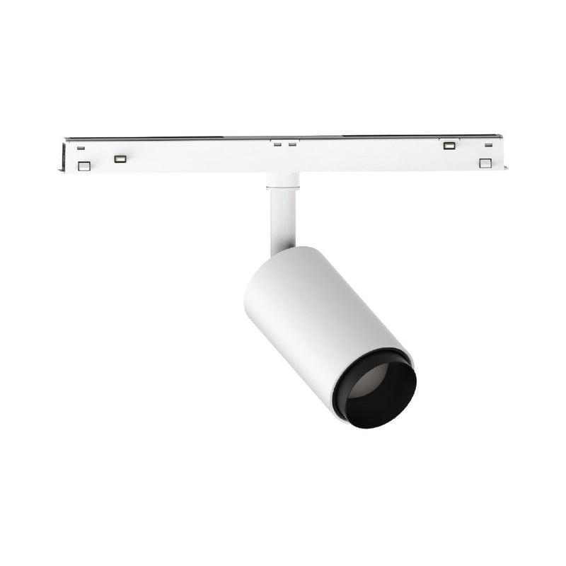 VK/04605/TR/DA/ZM/W-B/W EIVA, LED осветител  за магнитна шина 48V, Тънка, DALI, 3000K, 1.524lm, 15W, увеличаващо 15°-45°, CRI>90, ø4.5x9cm, IP20, бяло + черно - VK LED Eiva