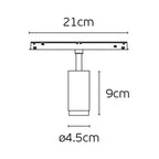 VK/04605/TR/DA/ZM/W-B/W EIVA, LED осветител  за магнитна шина 48V, Тънка, DALI, 3000K, 1.524lm, 15W, увеличаващо 15°-45°, CRI>90, ø4.5x9cm, IP20, бяло + черно - VK LED Eiva