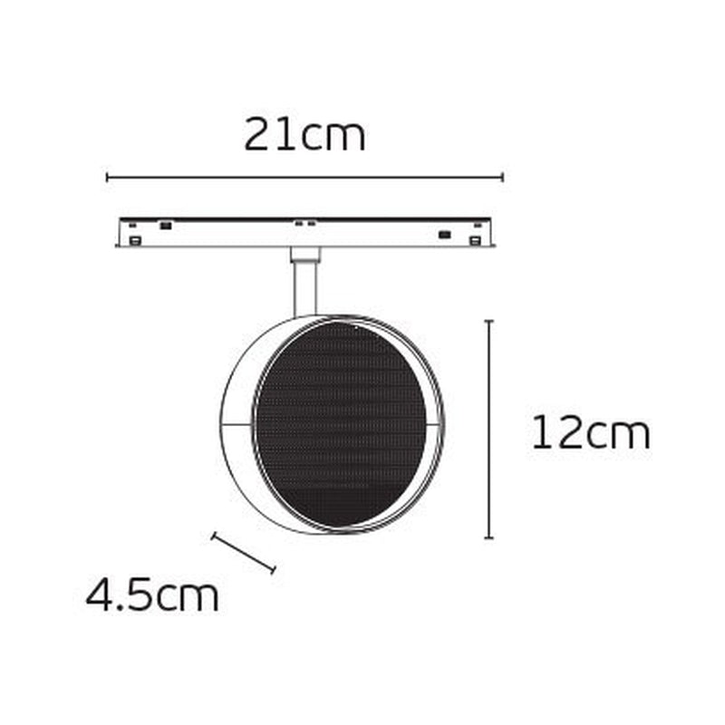 VK/04607/TR/DA/120/B-TB/W EIVA, LED осветител за магнитна шина 48V. Тънка DALI, 3000K, 1.194lm, 9W, CRI>90, ø12cm, IP20, черно+титаний бронз - VK LED Eiva