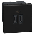 Розетка 2x USB тип C+C 15W 5V 2M Графит - bticino Light Now YD4286C2
