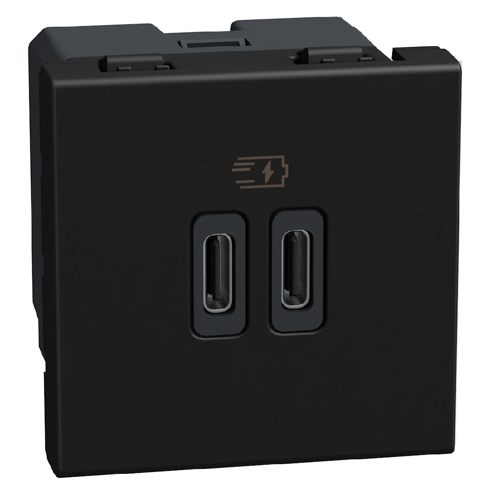 Розетка 2x USB тип C+C 15W 5V 2M Графит - bticino Light Now YD4286C2