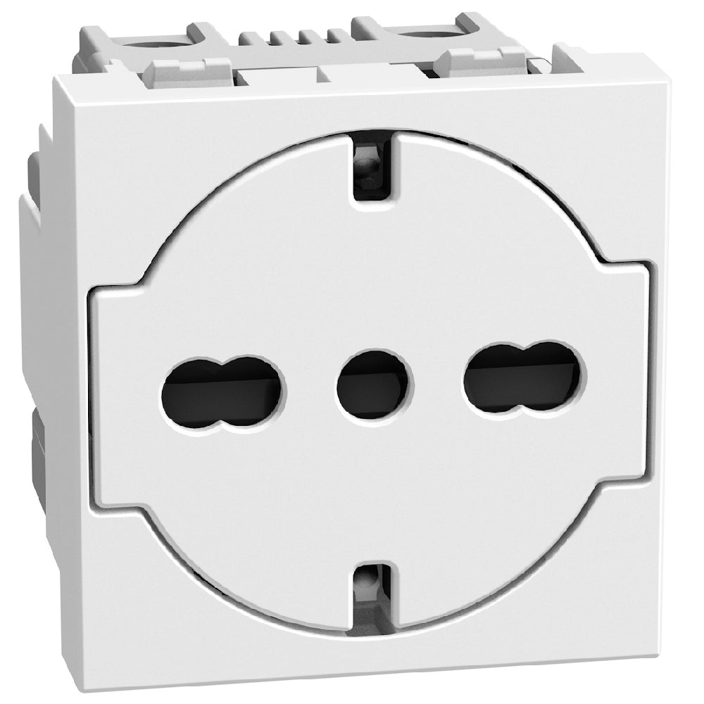 Контакт шуко/италиански стандарт 2Р+Е 16А 2M с детска защита Бял - bticino Light Now YW4140A16F