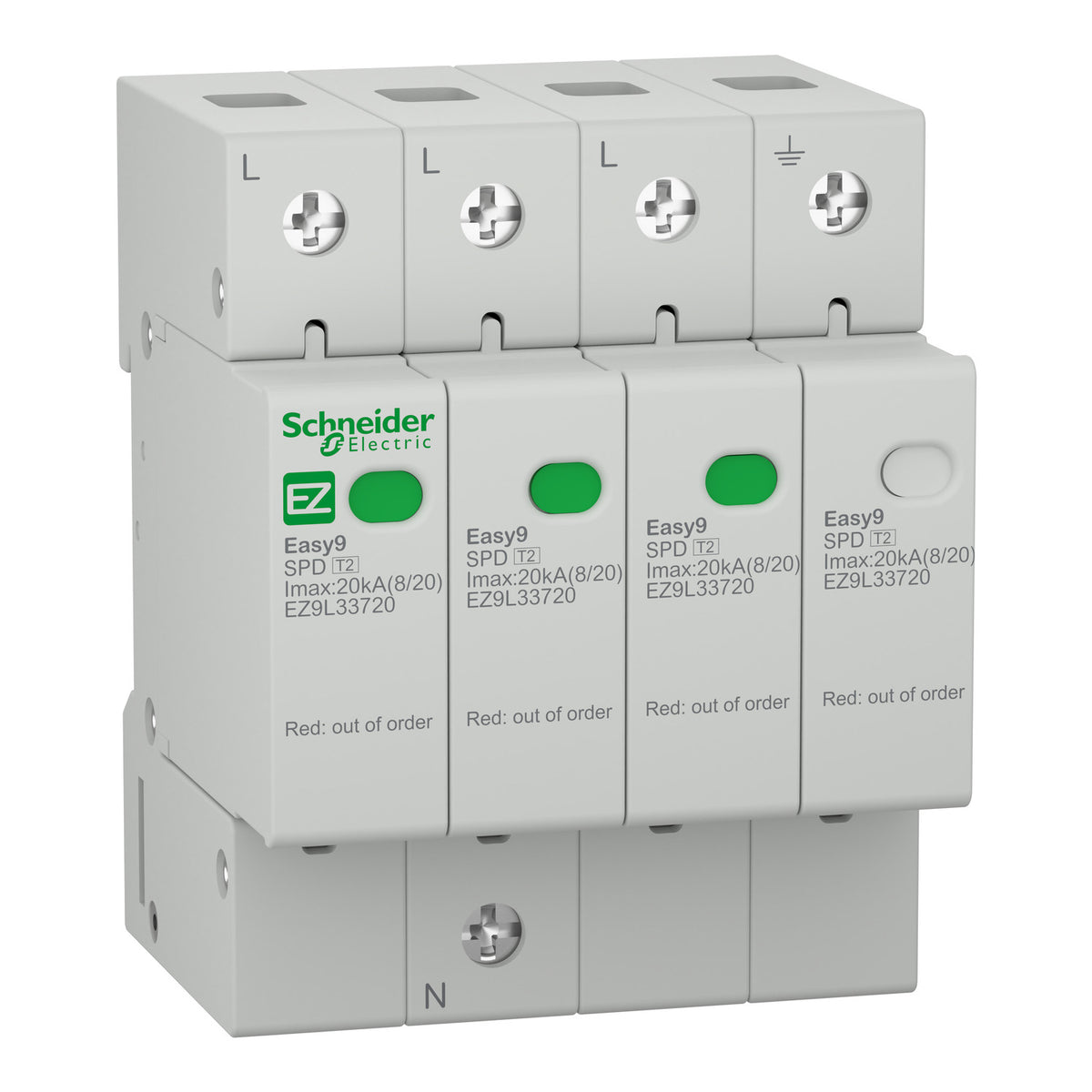 Катоден отводител Easy9 - 3P + N - 400 V - 20000 A - SCHNEIDER ELEC...