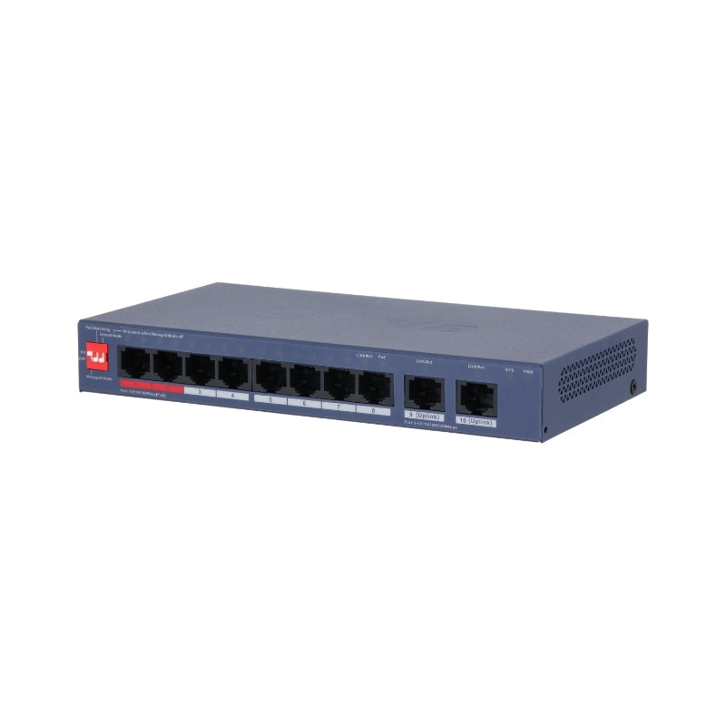 8 × RJ45 10/100 Mbps PoE ports, 2 × RJ45 Gigabit ports, 110 W - DAH...