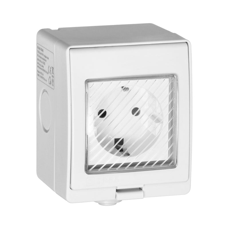 Wi-Fi контакт Шуко IP55 за открит монтаж, мониторинг на консумация, Бял - TUYA Smart home OR-SH-17405(GS)