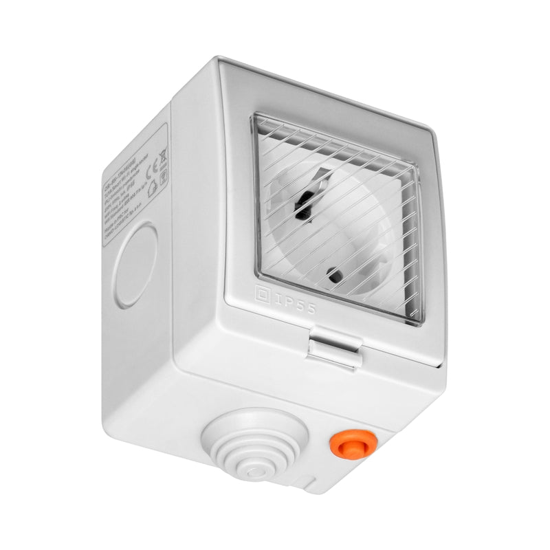 Wi-Fi контакт Шуко IP55 за открит монтаж, мониторинг на консумация, Бял - TUYA Smart home OR-SH-17405(GS)