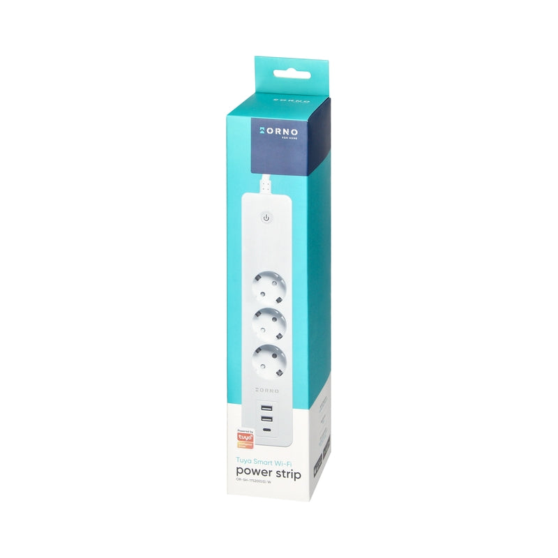 Wi-Fi разклонител, 3 Шуко с ключ, 2x USB, Бял - TUYA Smart home OR-SH-17520(GS)/W