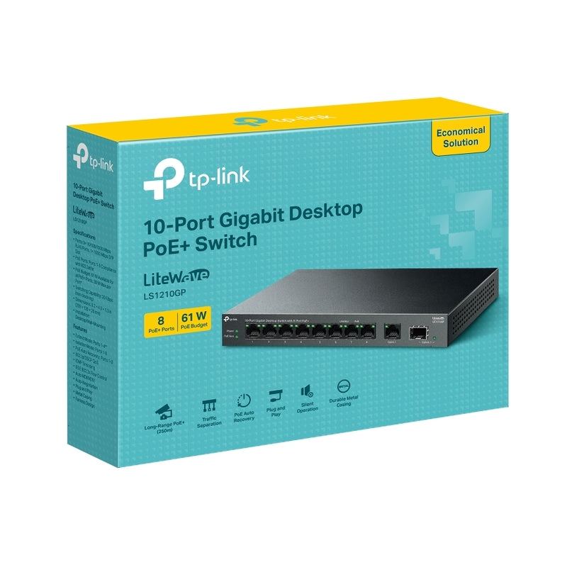 10-Port Gigabit Desktop Switch with 8-Port PoE+ Omada by TP-Link LS...
