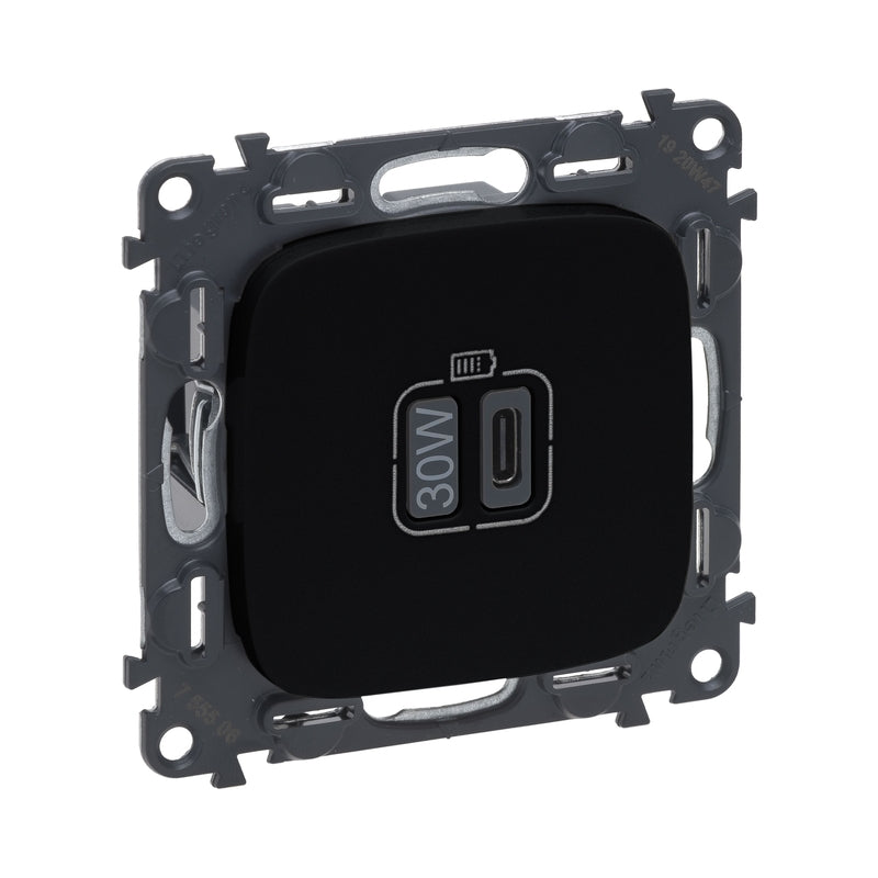 Контакт USB тип C Power Delivery 30W Черен - Legrand Valena Allure 755509
