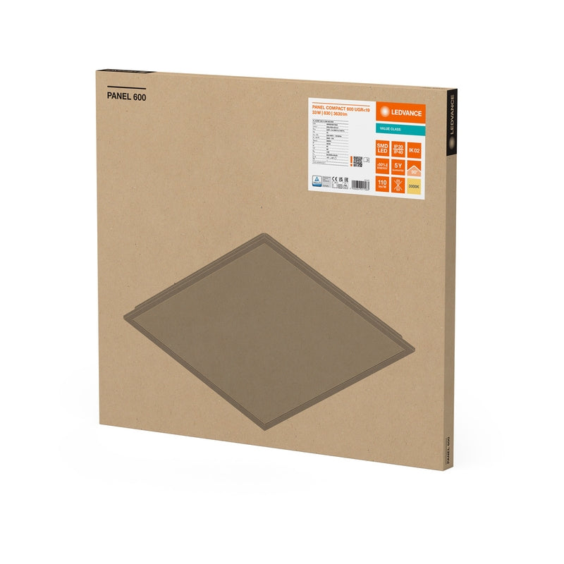 LED панел за вграждане PL COMP 600 V 33W  3630lm 3000К Ra>80 UGR<19 IP40/IP20 - LEDVANCE Panel VALUE