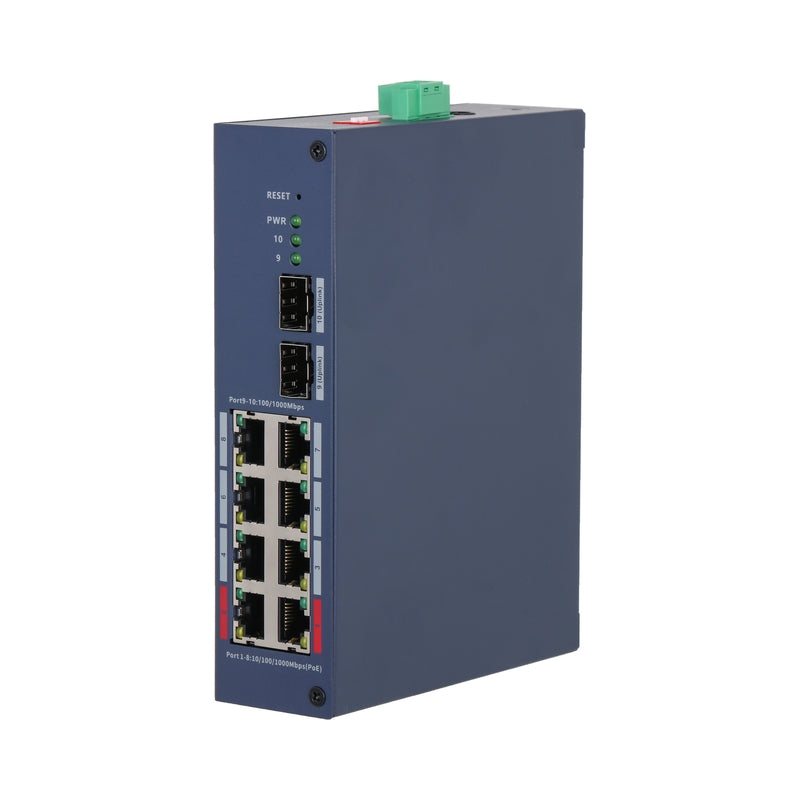 10 портов мрежов комутатор 8 gigabit порта PoE + 2 порта SFP - DAHU...