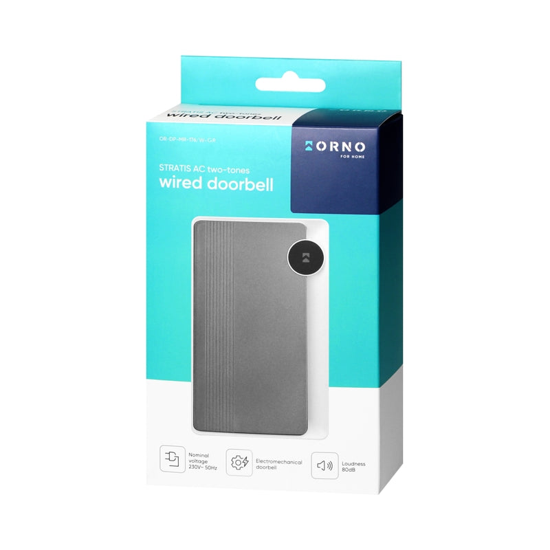 Звънец STRATIS AC 230V 80dB Bim-Bam Бял с графит двутонен - ORNO ST...