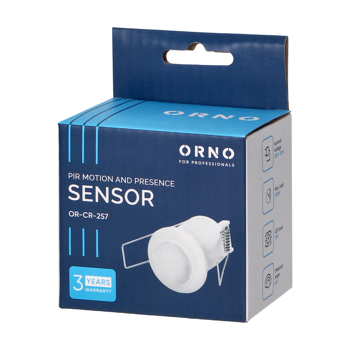 Детектор PIR за за вграждане в таван 360° Ф6m 800W IP20 LED 75W Бял - ORNO OR-CR-257