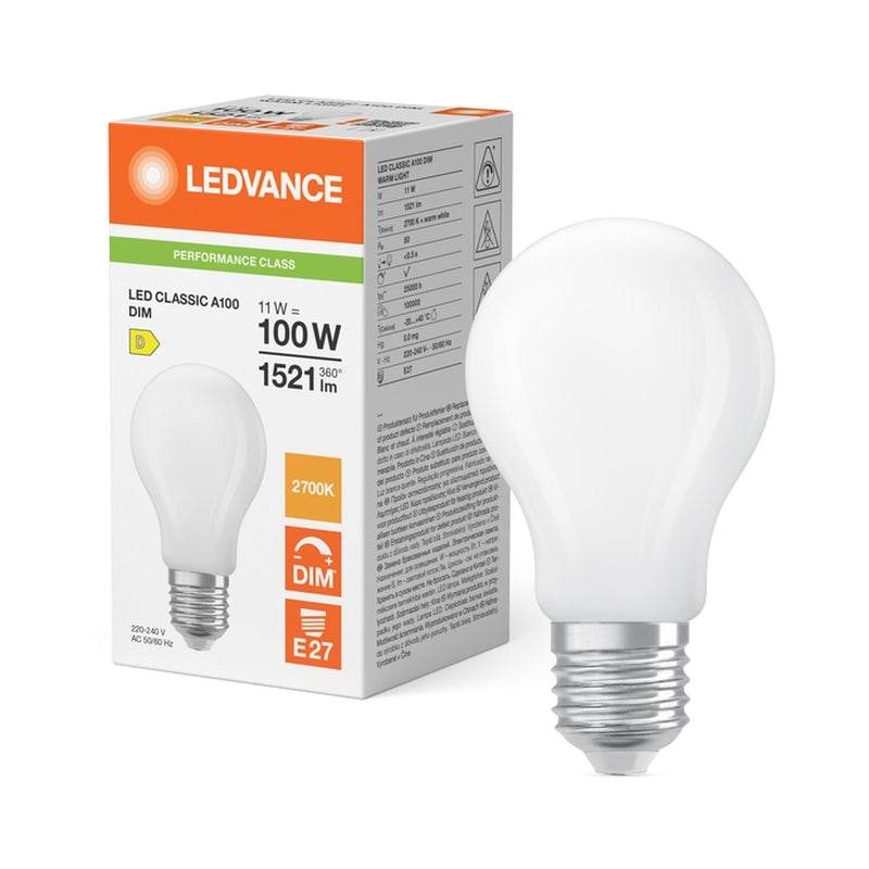 LED лампа 11W 1521lm 2700K Ra>80 тип A цокъл E27 300° 220-240 GL матирана, димируема - LEDVANCE PARATHOM CLASSIC A