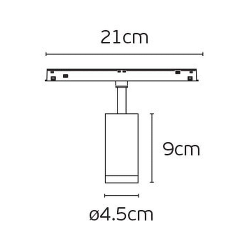 LED прожектор за магнитна шина 48V. Slim. DALI, 3000K, 1.524lm, 15W, CRI>90, ø4.5x9cm, IP20, черен (без ринг) - VK LED VK/04605/TR/DA/B/W EIVA 71164-080776
