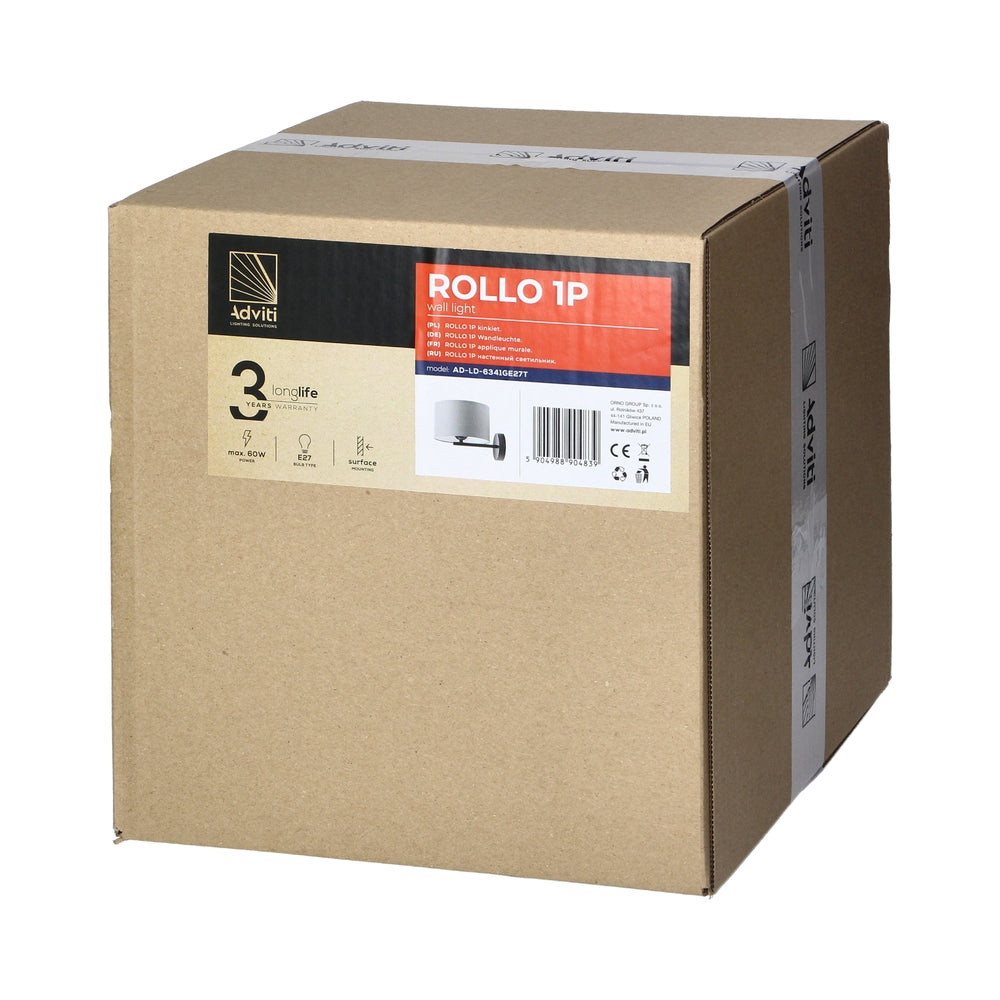 Декоративен осветител за стена ROLLO, макс. 1x60W, сив - Orno AD-LD-6341GE27T
