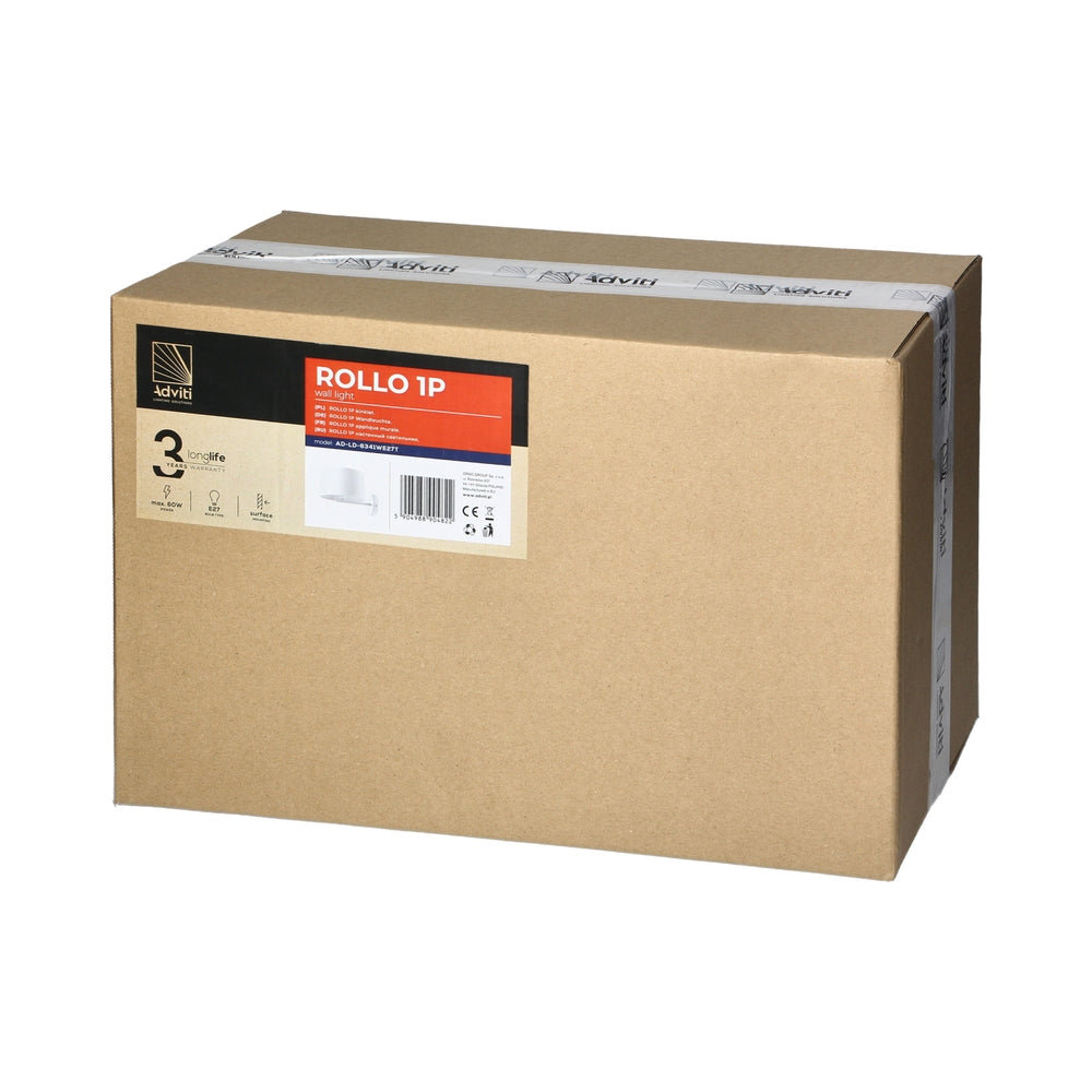 Декоративен осветител за стена ROLLO, макс. 1x60W, бял - Orno AD-LD-6341WE27T