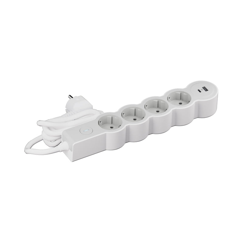 Разклонител 4x 2P+E Шуко с бутон ON/OFF и 2x USB A+C 15W с кабел 1.5m цвят Бял/светлосив Standart - Legrand Standart 694426