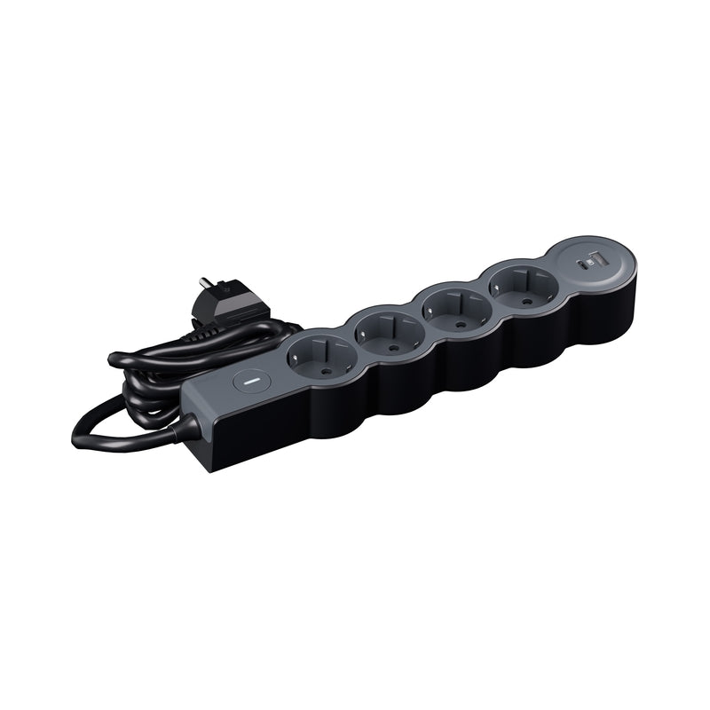Разклонител 4x 2P+E Шуко с бутон ON/OFF и 2x USB A+C 15W с кабел 1...