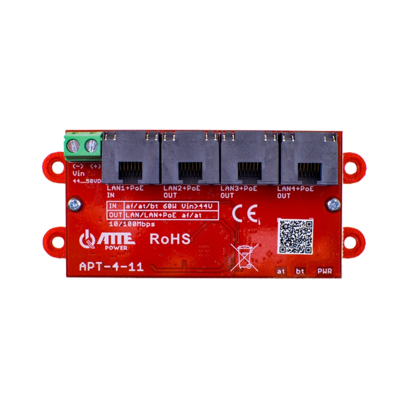 1xPoE IN 3xPoE Out мрежов суич 10/100 - ATTE Power APT-4-11
