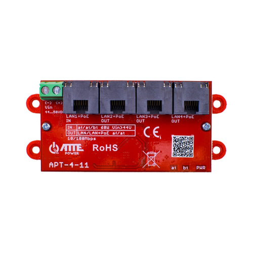 1xPoE IN 3xPoE Out мрежов суич 10/100 - ATTE Power APT-4-11