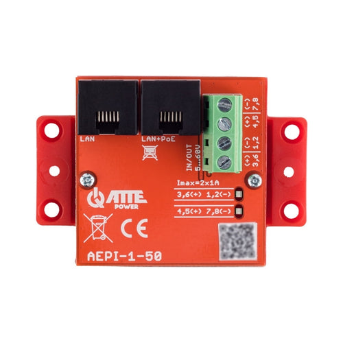 Passive 1-channel PoE адаптер 10/100/1000Mbps - ATTE Power AEPI-1-50