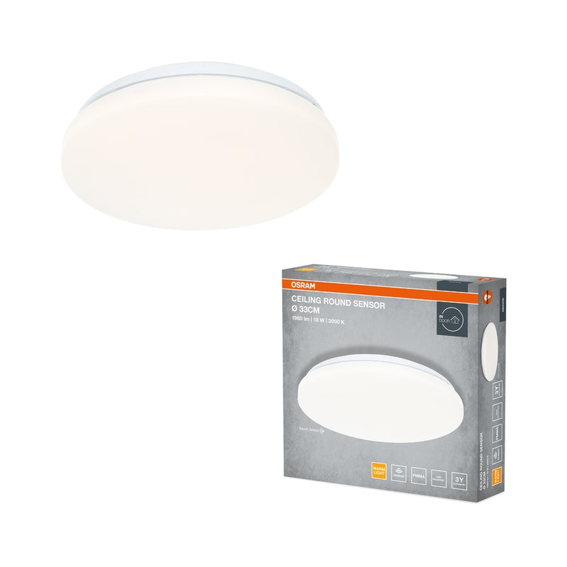 LED плафон със сензор CEILING ROUND SEN 18W 1440lm 3000K IP20 бял OSRAM
