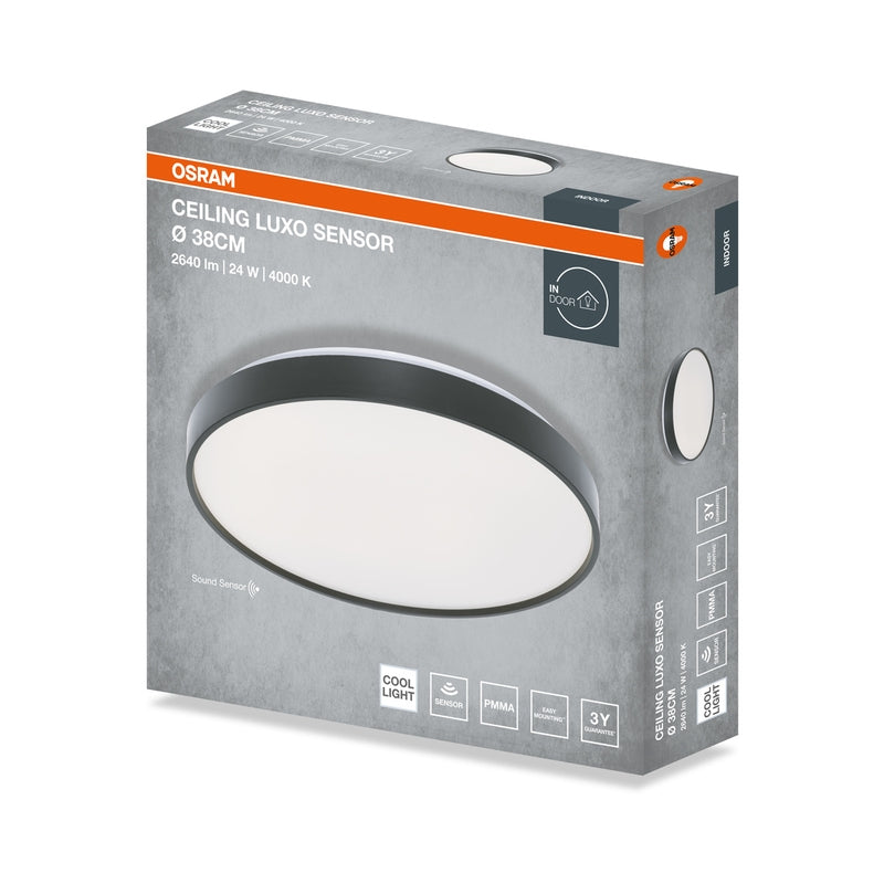 LED плафон със сензор CEILING LUXO SEN 24W 1320lm 4000K IP20 черен ринг OSRAM