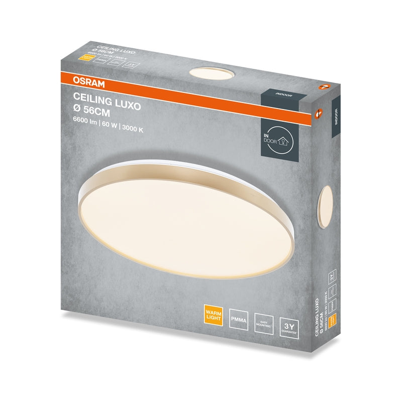 LED плафон CEILING LUXO 60W 3300lm 3000K IP20 златист ринг OSRAM
