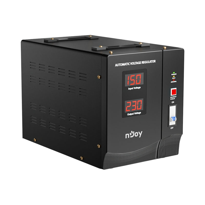 Стабилизатор на напрежение 3000VA/1800W с delay-time функция 3 минути или 10 секунди; 5x клеми за свързване - NJOY Alvis 3000