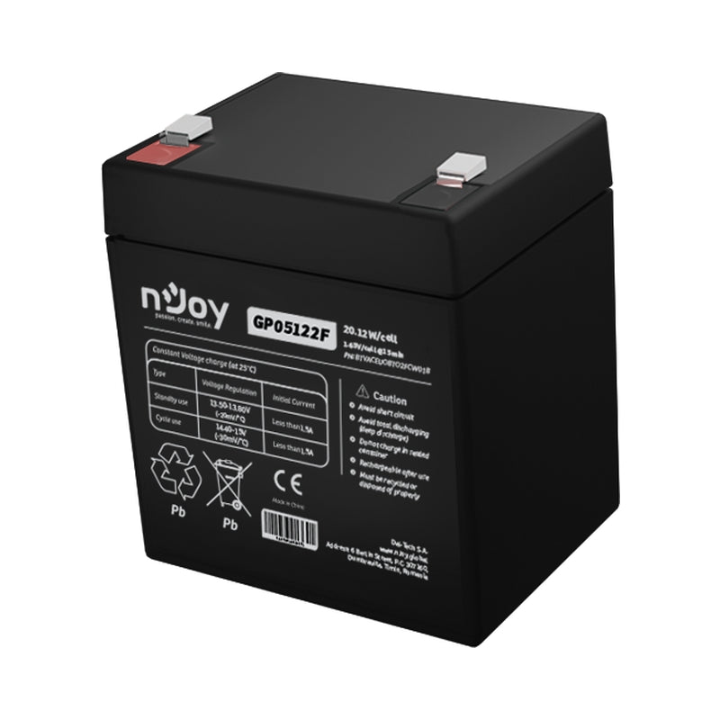 Батерия 12V 2012W/cell - 5Ah Тип VRLA без поддръжка F2(T2) конектор - NJOY GP05122F