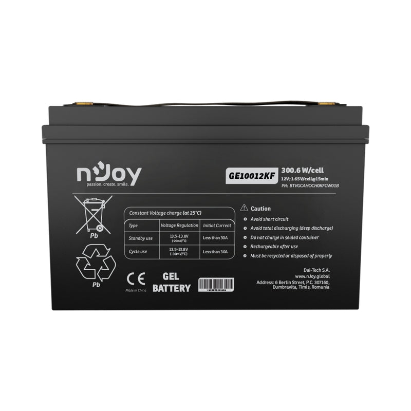 Батерия 12V 300,6 W/cell - 100Ah Тип VRLA без поддръжка Т11(M8) - NJOY GE10012KF