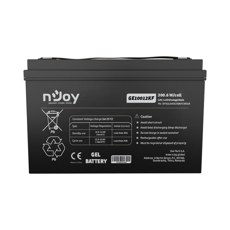 Батерия 12V 300,6 W/cell - 100Ah Тип VRLA без поддръжка Т11(M8) - NJOY GE10012KF