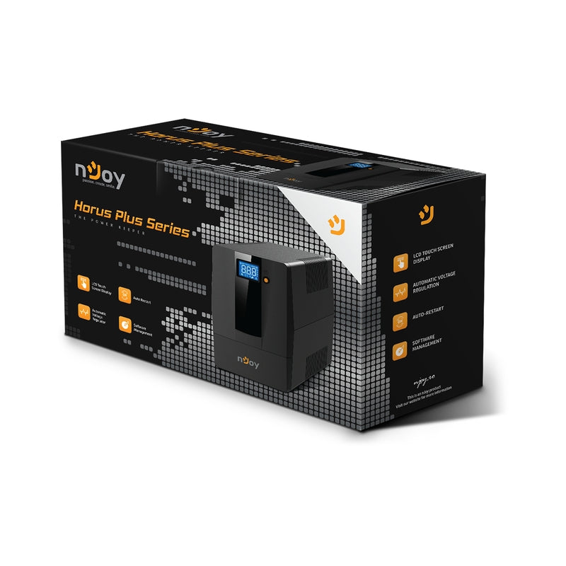 UPS 600VA/360W, Line Interactive , Tower, Микропроцесорно управление Симулирана синусоида - NJOY Horus Plus 600