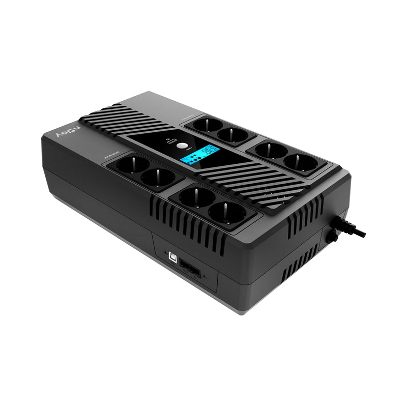 UPS 800VA/480W, Line Interactive, LCD дисплей, Симулирана синусоида, AVR - автоматично регулира - NJOY Token 800