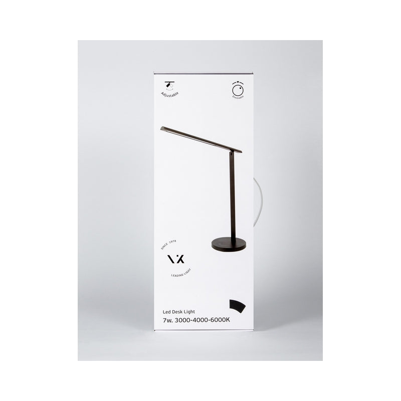 LED осветител за маса/бюро, 220-240V, 7W, 3000-6000K, 650lm, CRI>80, IP20, 42x38cm, димируем, черен - VK LED VK/04238/B/WCD