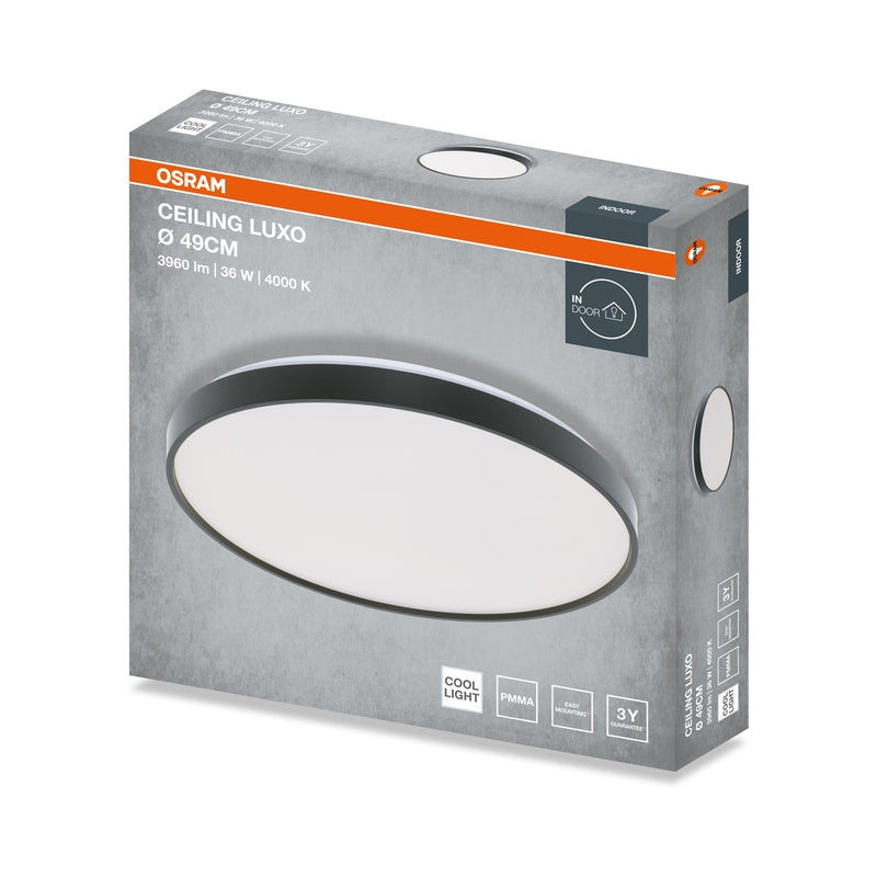 LED Плафон 36W 1980lm 4000K IP20 с черен ринг - OSRAM CEILING LUXO LED651397