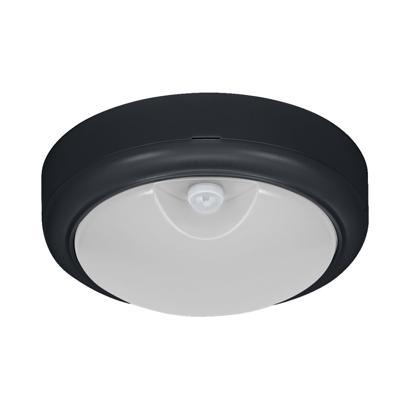 LED Аплик 15W 1200lm 3000K/4000K/6500K IP54 IK06 с PIR сензор, черен - OSRAM BULKHEAD MOTUS ROUND LED689888