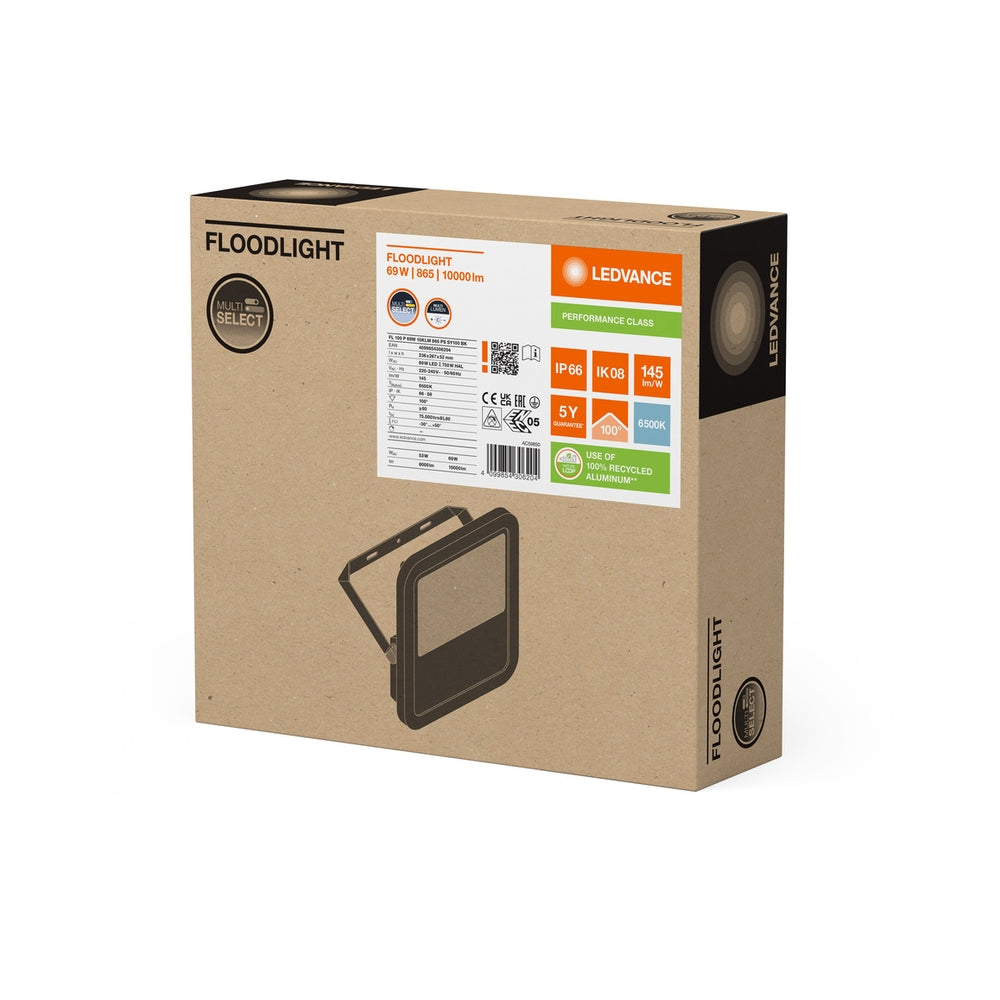 LED прожектор FL 100 P 69W 10KLM 6500K Ra>80 PS симетричен черен - LEDVANCE FLOODLIGHT GEN 4 LED306204