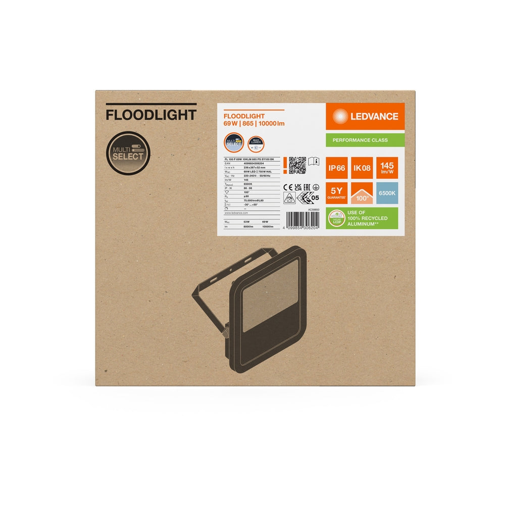 LED прожектор FL 100 P 69W 10KLM 6500K Ra>80 PS симетричен черен - LEDVANCE FLOODLIGHT GEN 4 LED306204