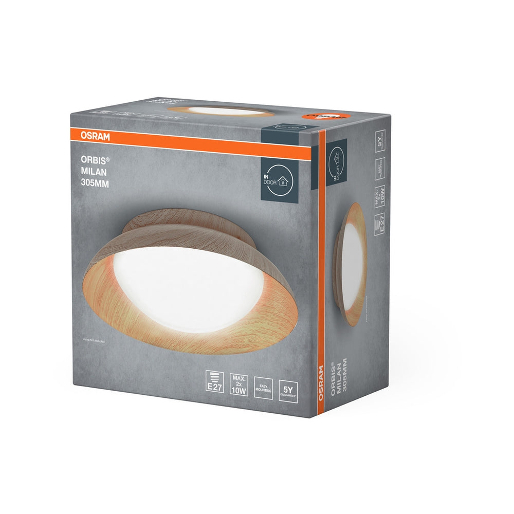 Плафон ORBIS MILAN 300mm 2XE27 дървен - LEDVANCE ORBIS MILAN LED449321