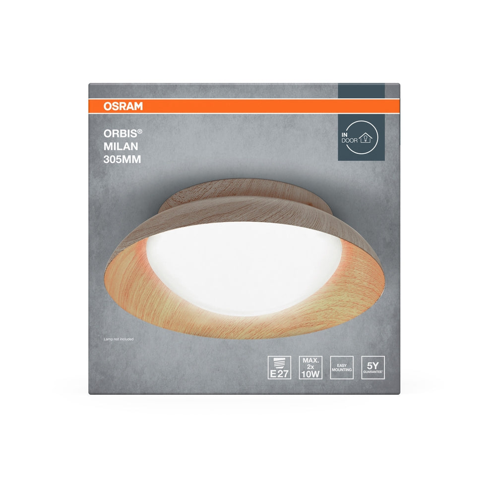 Плафон ORBIS MILAN 300mm 2XE27 дървен - LEDVANCE ORBIS MILAN LED449321