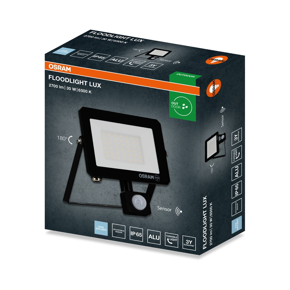 LED прожектор със сензор FL LUX SENSOR 30W 6500K Ra>80 IP65 черен - LEDVANCE FL LUX LED489723