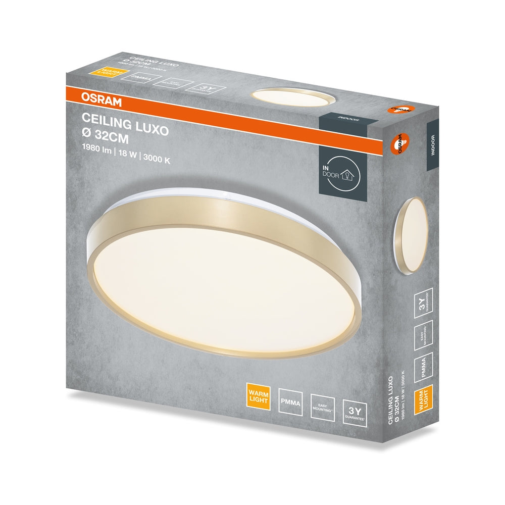 LED плафон CEILING LUXO 18W 990lm 3000K IP20 златист ринг - LEDVANCE CEILING LUXO LED652684